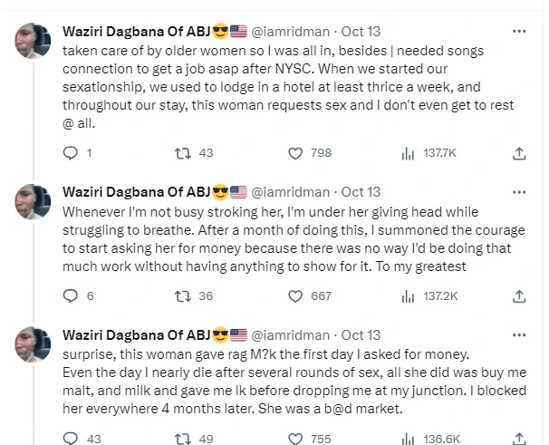Ex-corper who dated married woman in her 40s shares bitter experience.