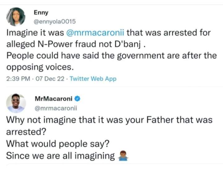 Content creator, Mr Macaroni claps back at Twitter user who 