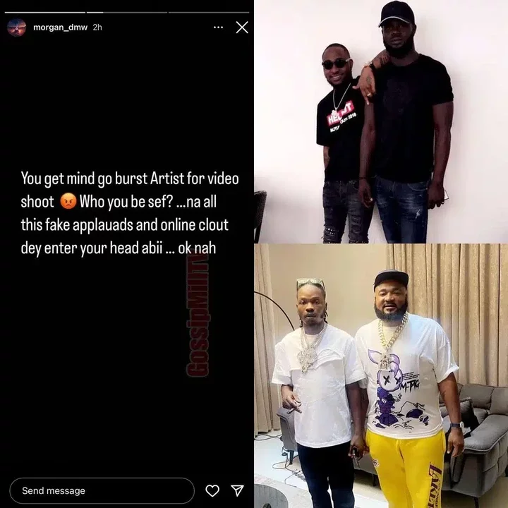'Who be you sef' - Davido's close associate Morgan DMW calls out Sam Larry after Mohbad's death.