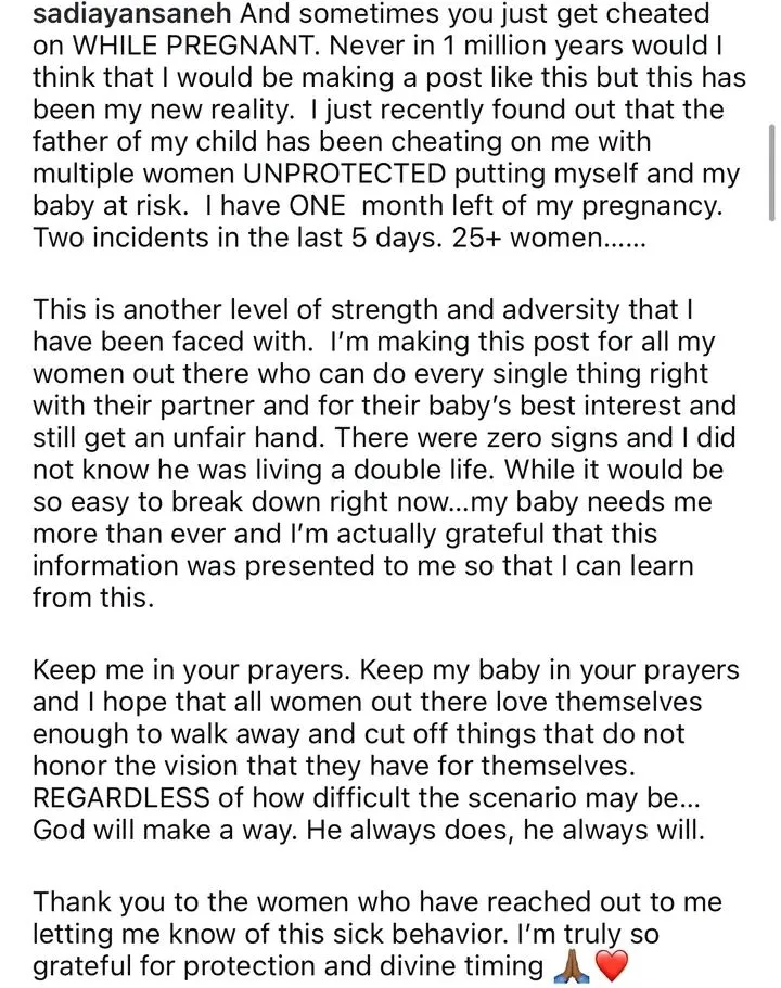 Pregnant woman accuses husband of infidelity with over 25 women