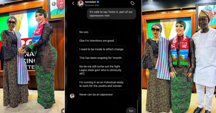 Tonto Dikeh's leaked chat exposes real reason she suddenly joined APC