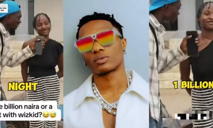 "He's my crush, I just like him" - Knocks as Nigerian lady chooses a night with Wizkid over 1 billion naira
