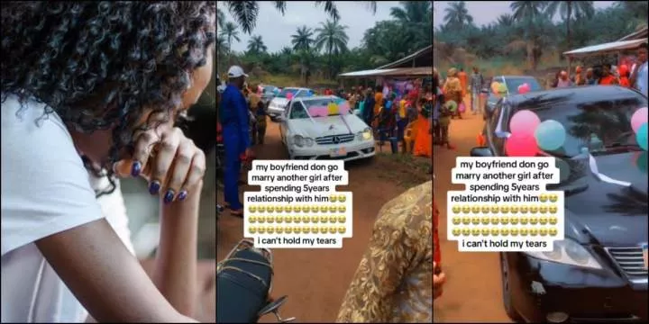 "I can't hold my tears" - Lady cries out as boyfriend of 5 years marries another lady (Video)