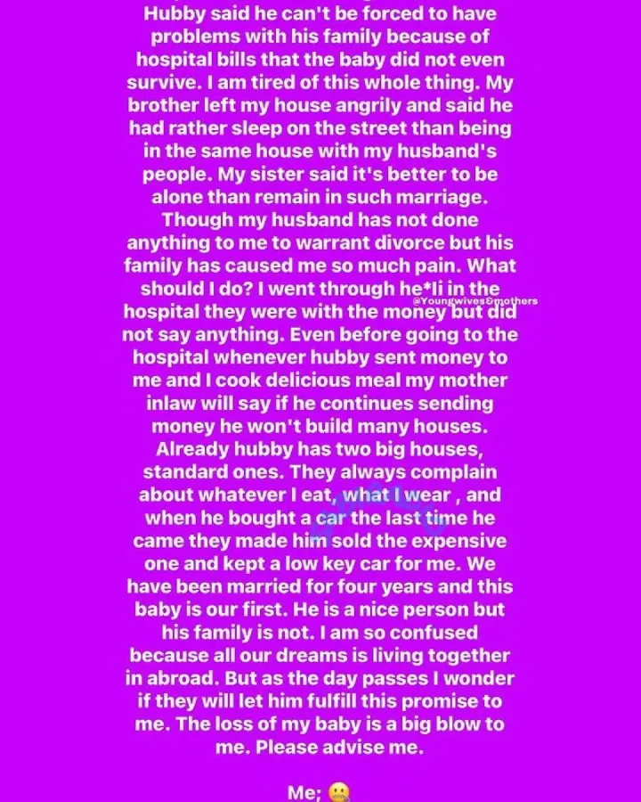 'My husband sent delivery money to mother and sister in case I don't make it in delivery room' - Lady shares heart wrenching story