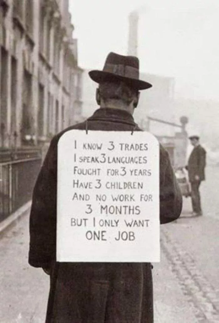 A Man Looking For A Job Wearing His Cv, England - 1930s