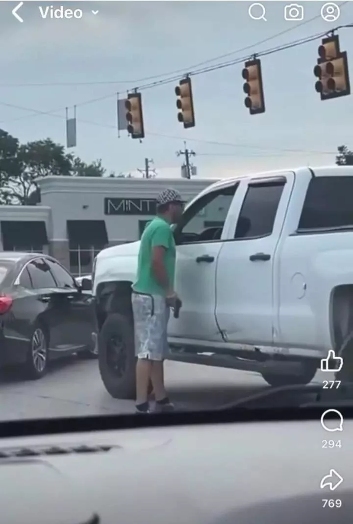 Moment man with gun is sh0t de@d by driver he confronted during road rage incident (video)