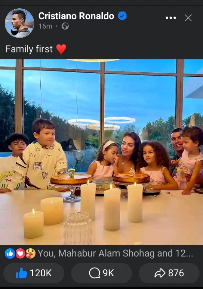 'Family first' Ronaldo says as he shares precious moments with family