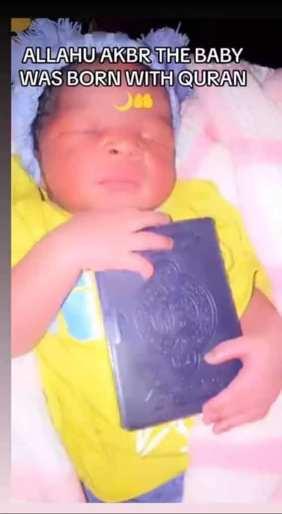 Video of baby reportedly born with a Quran causes buzz online
