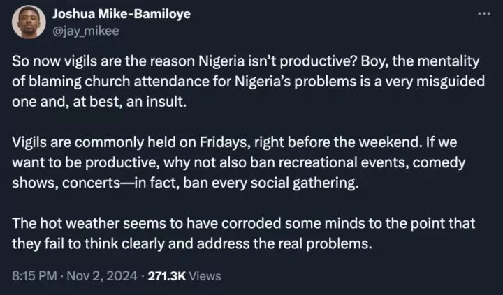 Mike Bamiloye's son slams Peter Obi over comments about Church vigils