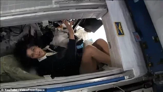 To sleep, astronauts on the ISS use specialist sleep stations which are cupboard-like bedrooms about the size of a phone box