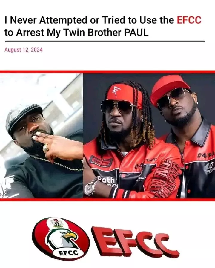 Peter Okoye strikes again with fresh open letter; counters Paul's EFCC arrest claims; exposes Jude, his wife