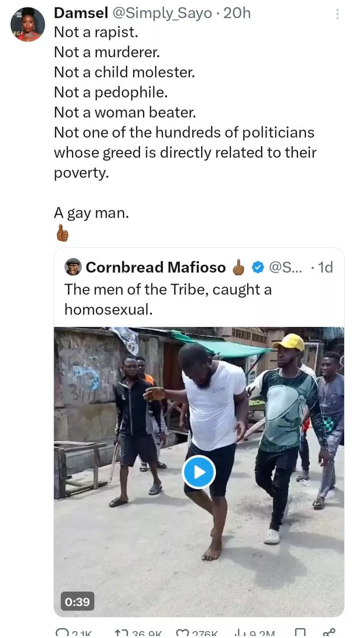 Outrage as man is tied up, beaten with bottles and planks before being thrown in gutter for allegedly being gay in Nigeria (video)
