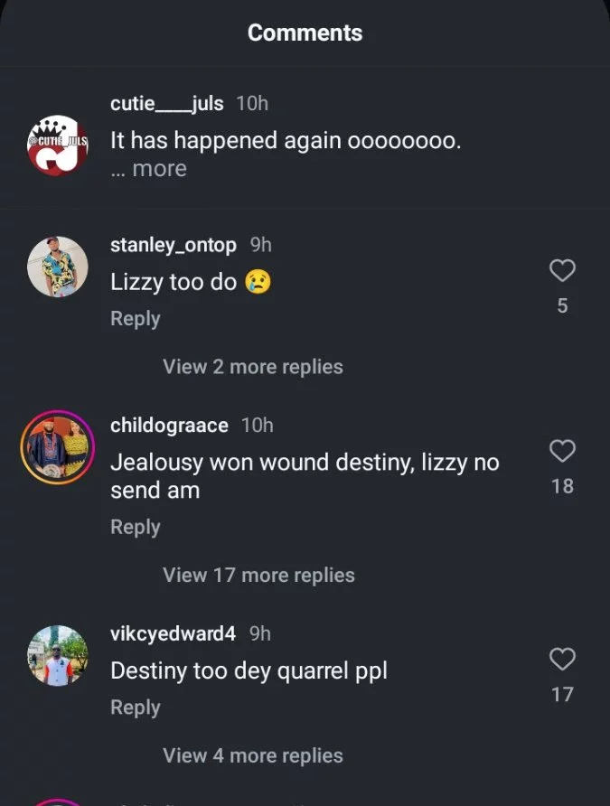 Destiny Etiko and Lizzy Gold unfollow each other amid whispers of rift over Chizzy Alichi