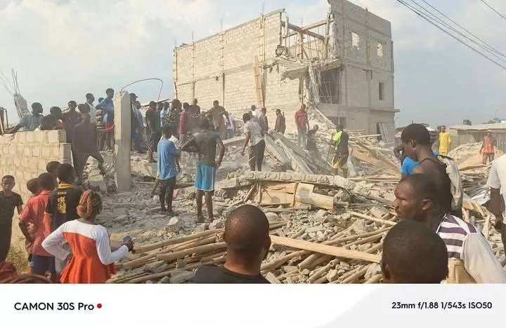 PHOTOS: 3-storey building collapses in Rivers