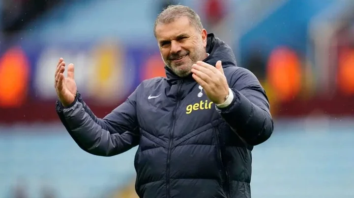 Tottenham head coach Ange Postecoglou celebrates after a win