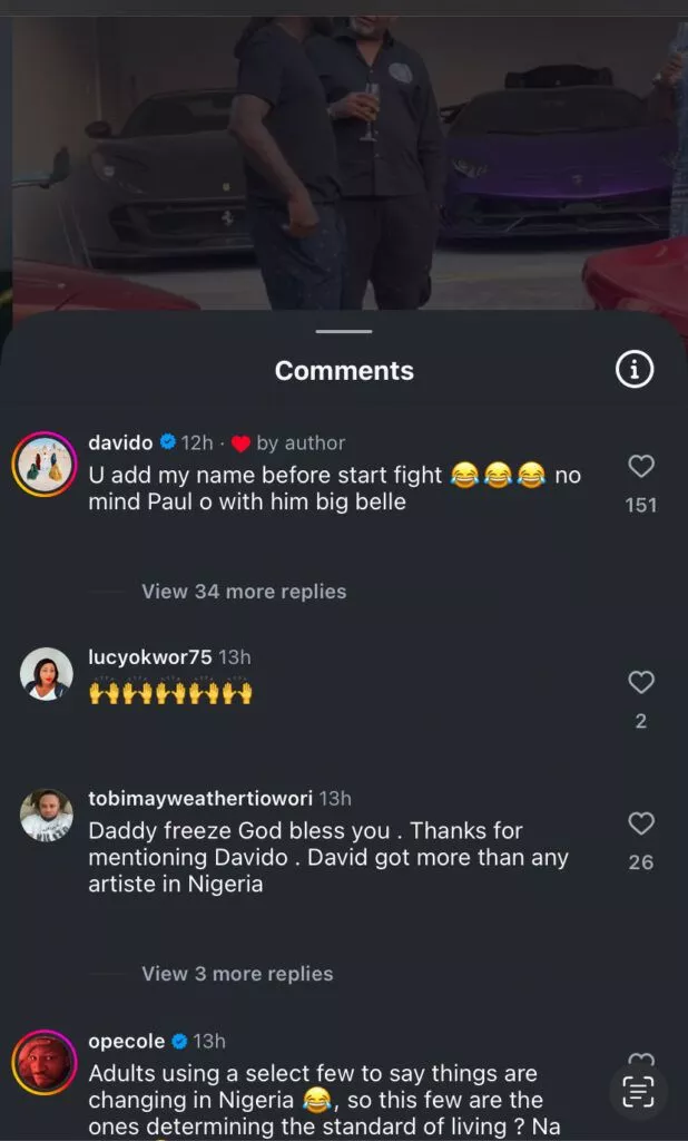 Paul O lists top Nigerian singers who own luxury cars, Davido reacts after his name was excluded