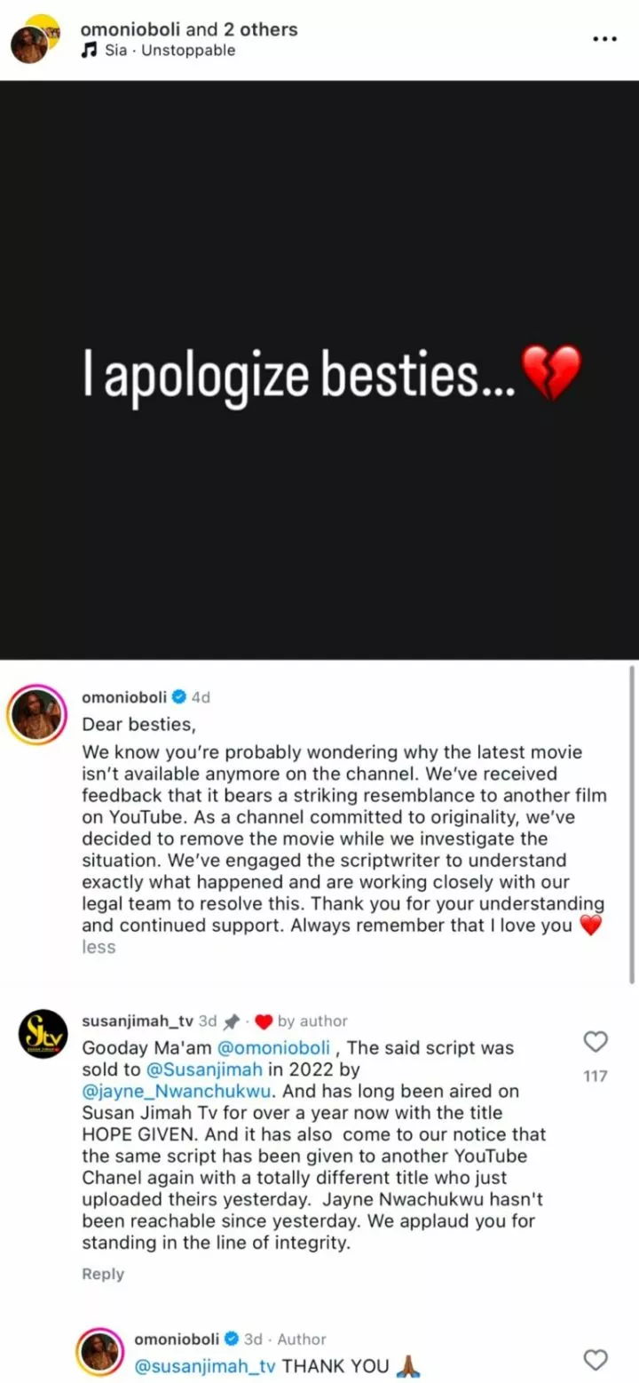 Omoni Oboli apologizes, removes new movie from YouTube after plagiarism allegations