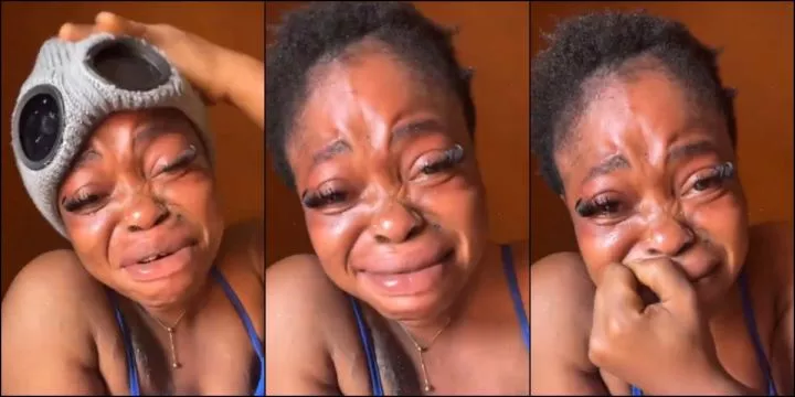 Lady cries a river following a heartbreak, video stirs emotions