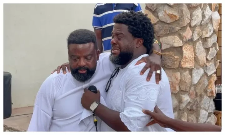 Actor Kunle Afolayan finally reconciles with brother, Aremu at mother's burial