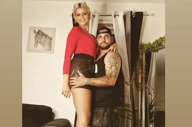 Lizzy Groombridge poses with her boyfriend James Hitchens