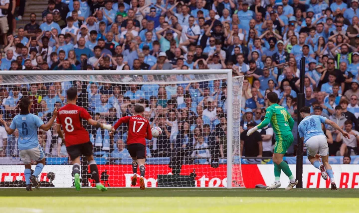 Garnacho tapped into an empty net after a mix-up at the back for City