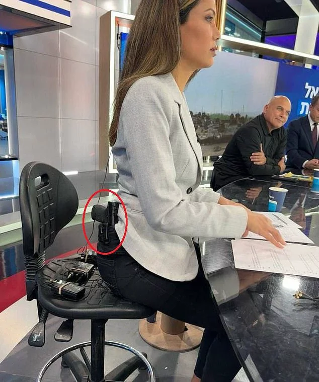 Isreal-Hamas War: Israeli news anchor carries a gun while live on air in the studio  (Photos)