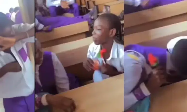 Schoolboy makes many adults jealous as he presents gifts to his student crush (Video)