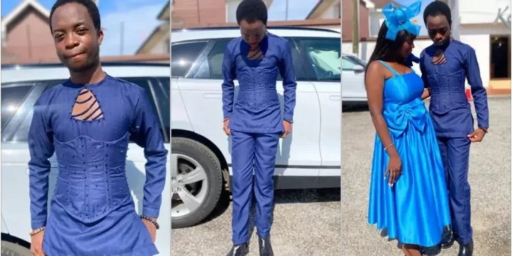 Ghanaian man goes viral for wearing corset to wedding party