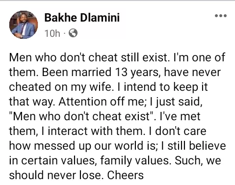 I've been married 13 years and I have never cheated on my wife" - South African community psychologist says