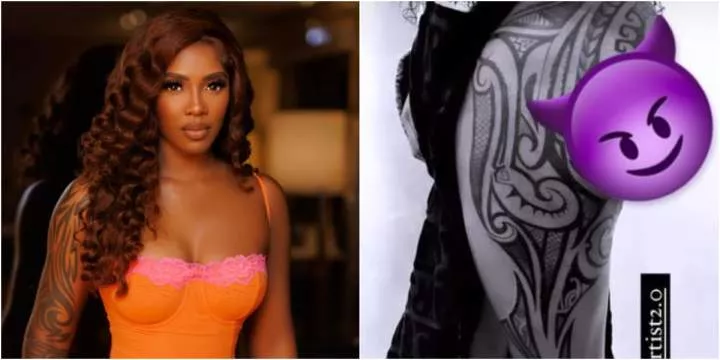 "It's giving WWE vibes" - Mixed reactions as Tiwa Savage flaunts new tattoo