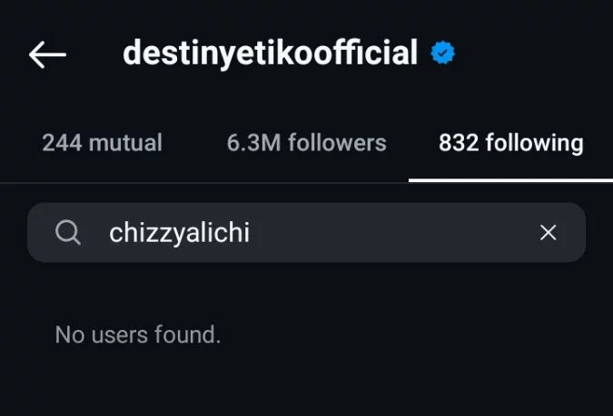 Destiny Etiko and Lizzy Gold unfollow each other amid whispers of rift over Chizzy Alichi