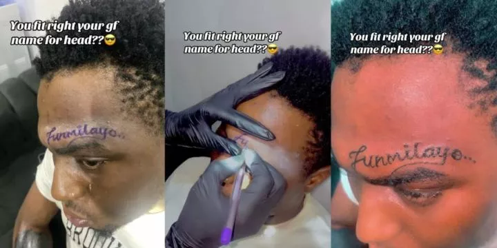 Man tattoos girlfriend, Funmilayo's name to prove his love