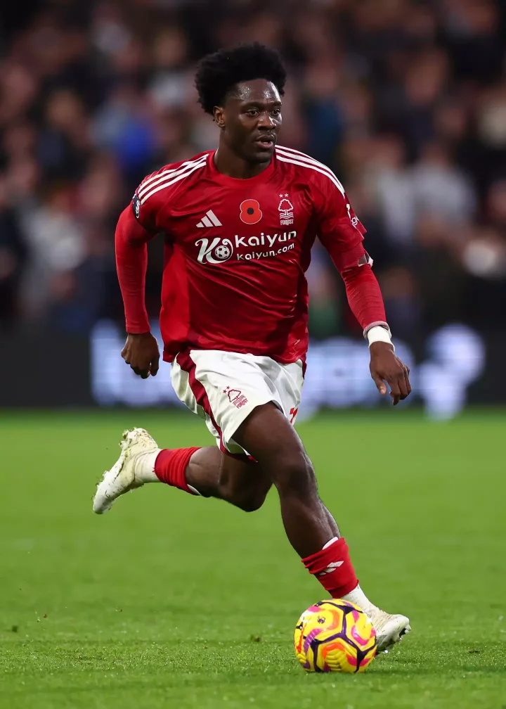 Ola Aina wears the Scudetta boots made by Sokito, a brand he is an investor in. Image: Getty