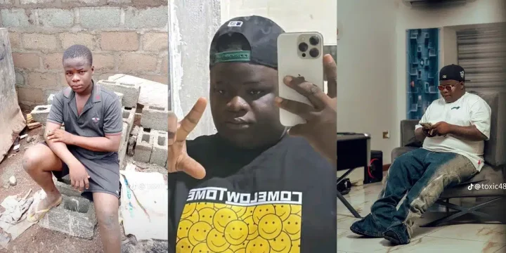 Nigerian man's before and after photos of his journey from bricklayer to wealthy individual goes viral