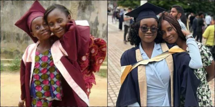 Lady recreates graduation photo with mother as she bags Master's degree