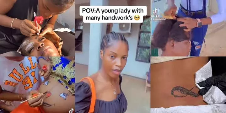 Multi-talented Nigerian lady wows social media with her 7 different skills