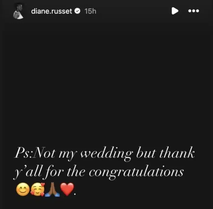 Diane Russet addresses alleged marriage to mystery man