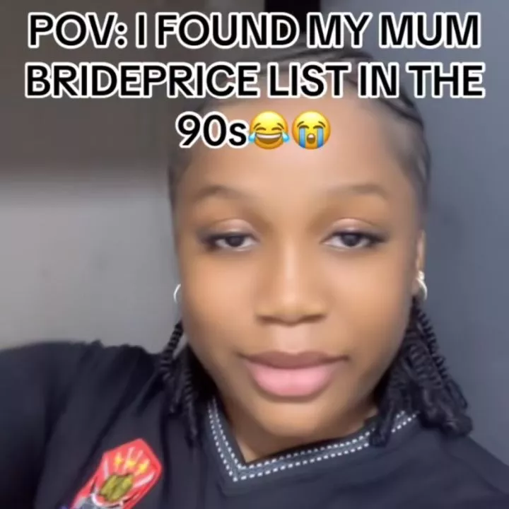 Lady shocks the internet by flaunting her mother's 90s bride price list from Imo State