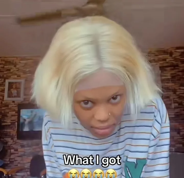 'Na crop hair' - Hilarious reactions as lady shows different wig she got from hair vendor