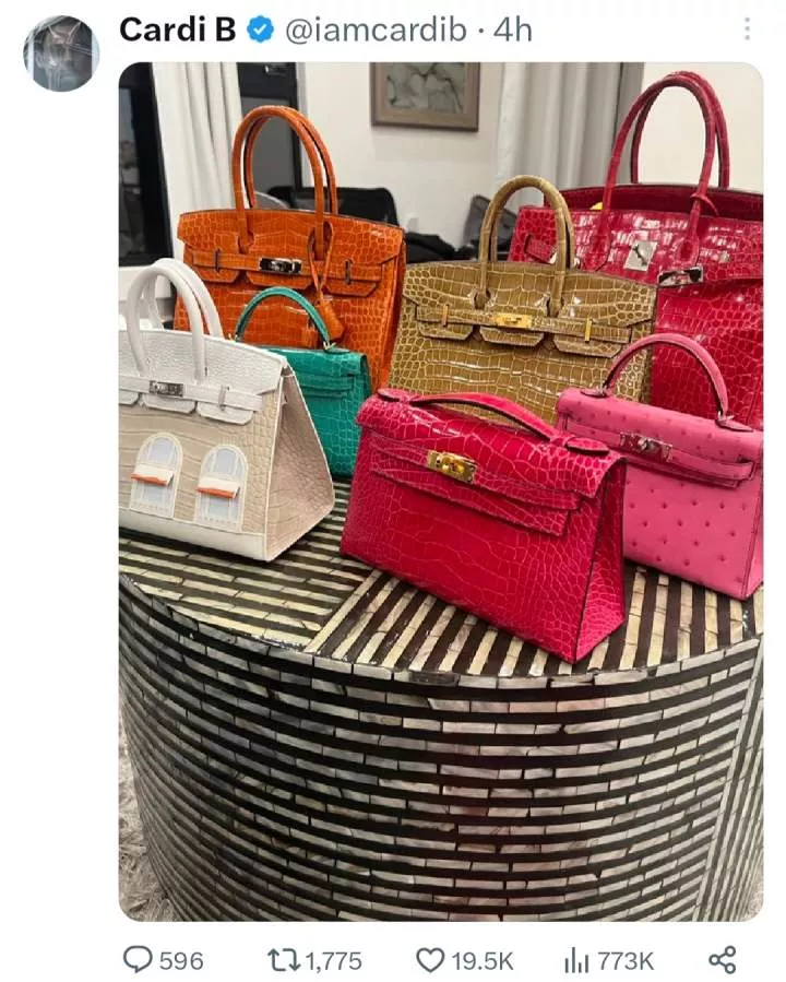 Cardi B shows off the luxury bags Offset gave on her birthday (photo)