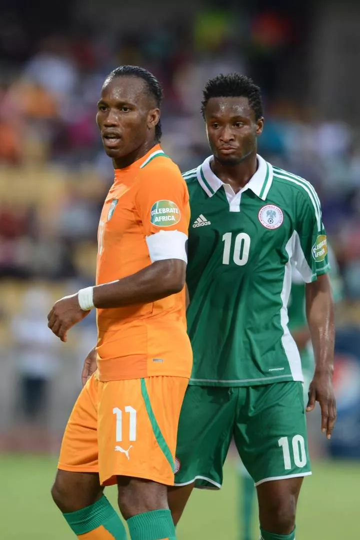 Obi while playing the Super Eagles of Nigeria  faced off against Drogba's Cote d'Ivoire at the 2006, 2008, and 2013 AFCON editions. - Imago