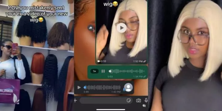 Lady shares ex-boyfriend's reaction after she sent him video of N200K wig she bought