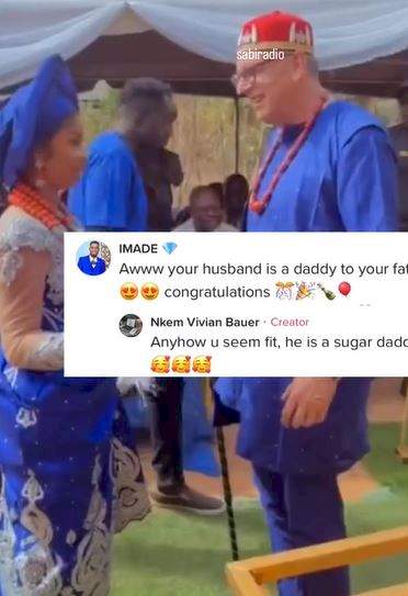 Nigerian lady replies man who called her husband 'grandfather' after she shared videos from her wedding online (Watch)