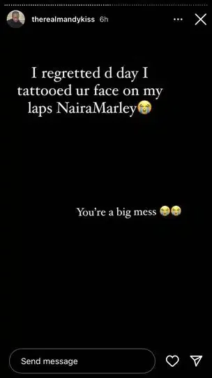 'I never wanted to sleep with Naira Marley' - Mandy Kiss clears air on why she drew artist's face on body