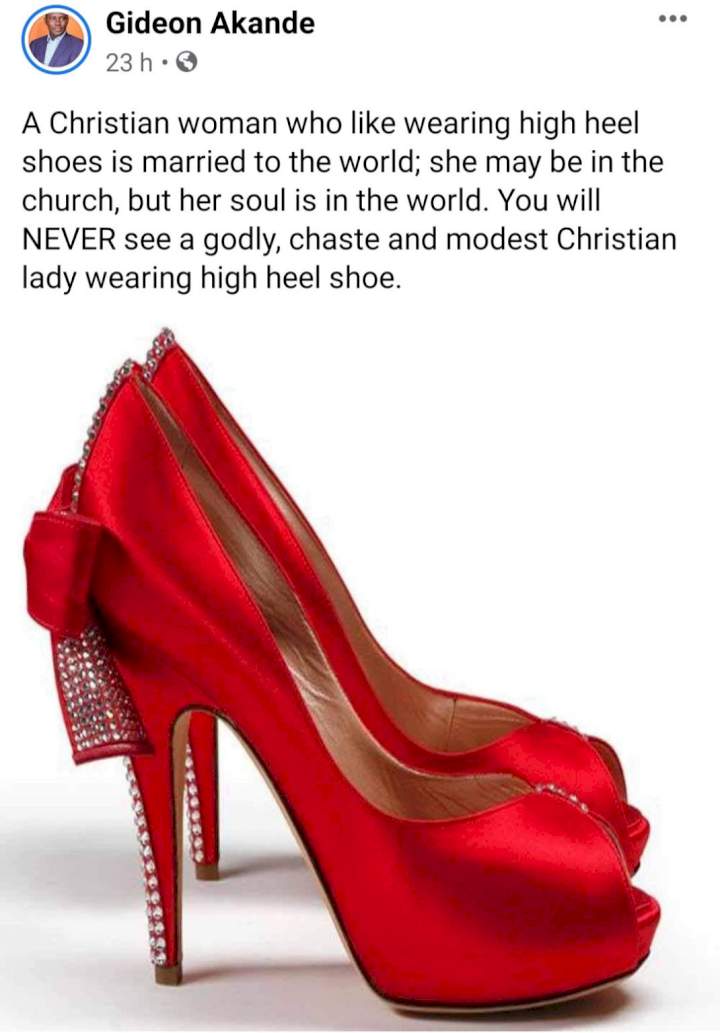 'Wearing make-up, high heels and carrying fashionable haircuts are against God's principles' - Pastor claims