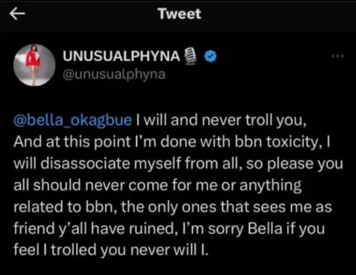 Phyna tenders apology after Bella unfollowed her on Instagram