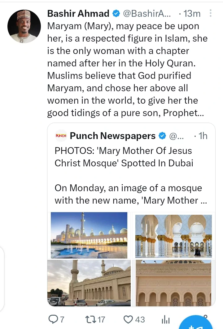 Bashir Ahmad Reacts After Seeing Photos Of A Mosque Named 'Mary Mother Of Jesus Christ Mosque' In Dubai