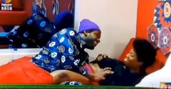 #BBNaija: Moment Cross sucks Angel at a 'sensitive part' (Video)