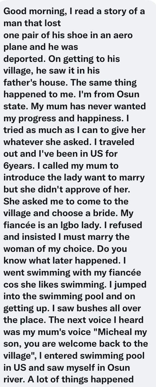 US-based man narrates how mother used 'juju' to make him appear in the village, says she has never wanted his progress