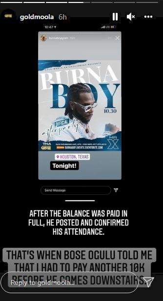 Singer, Burna Boy and mom, Bose Ogulu called out over alleged extortion after payment for performance was completed